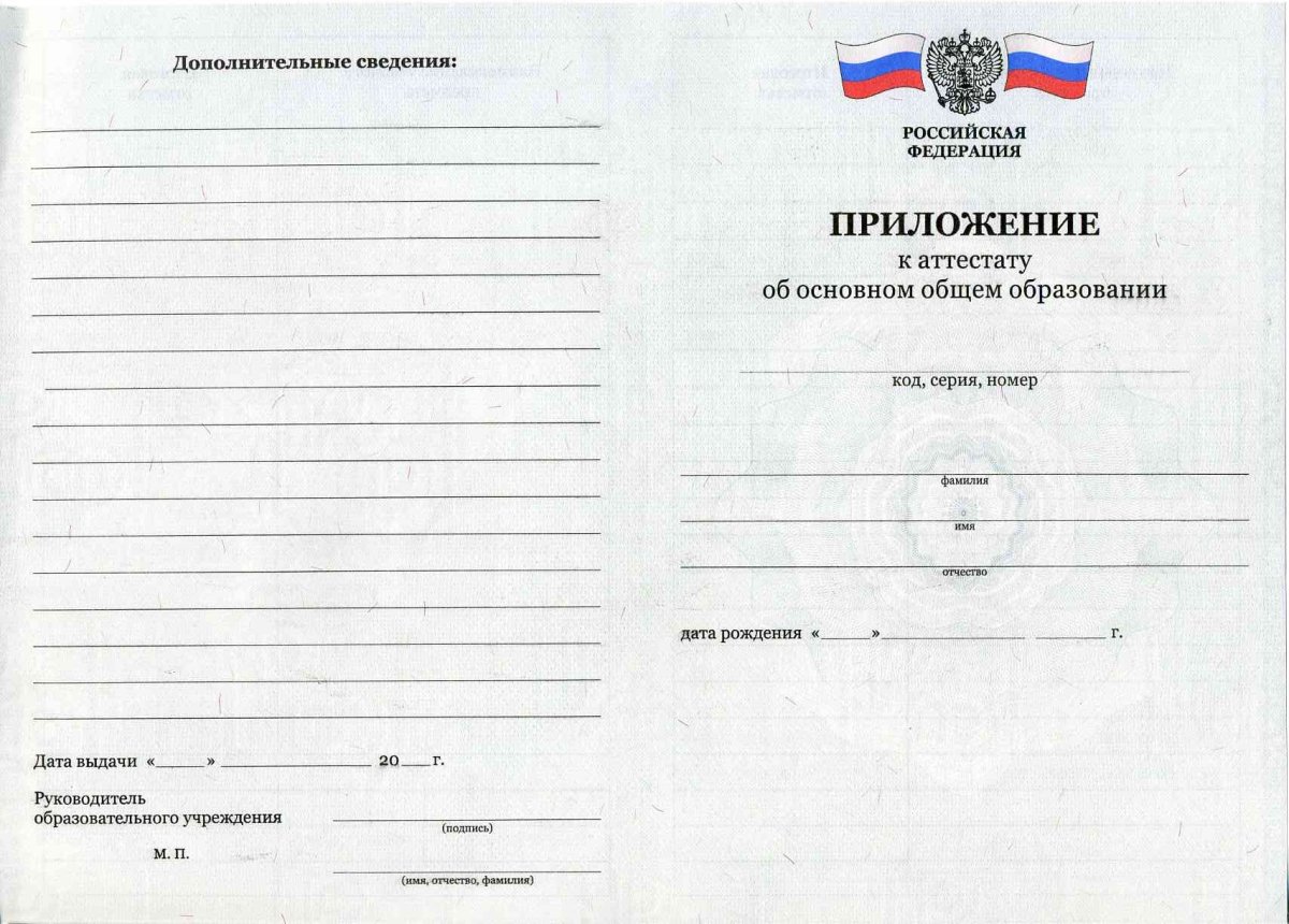 Аттестат за 9 класс 2010-2013 года