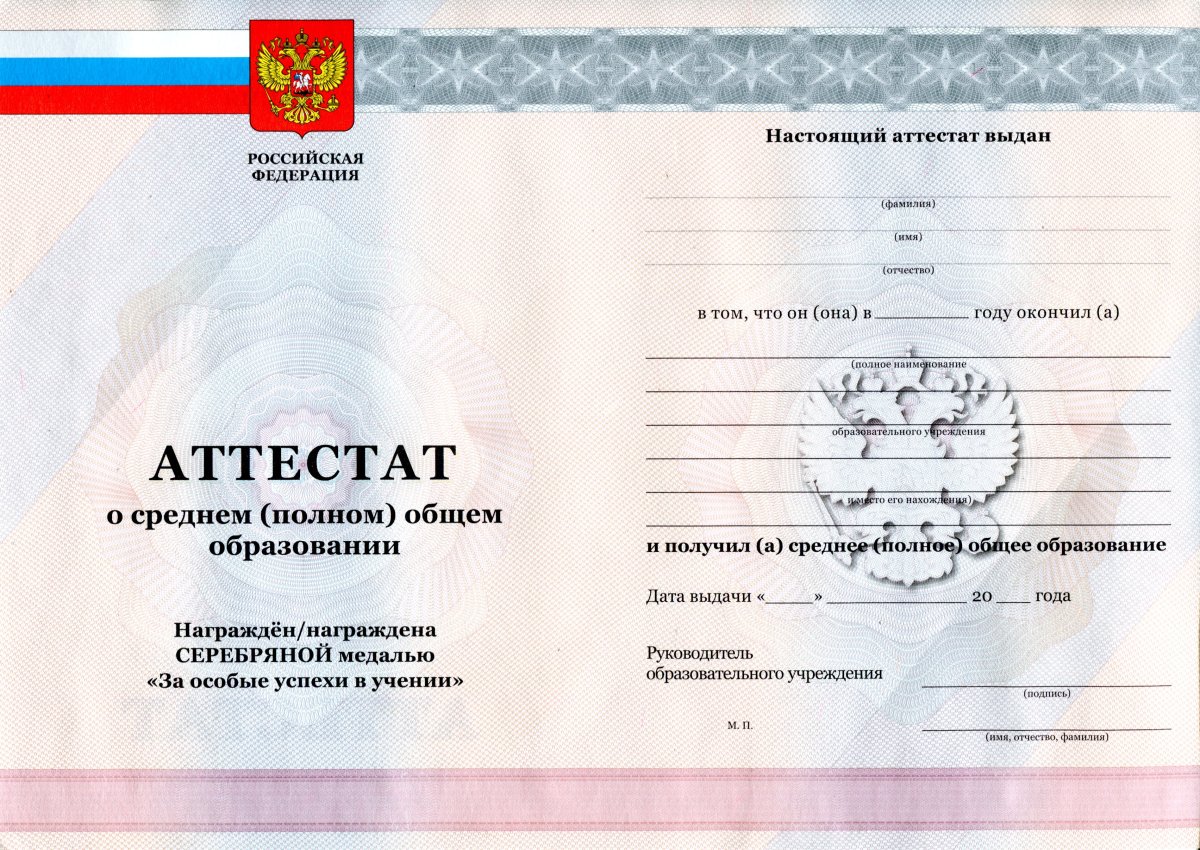 Аттестат за 11 класс 2010-2013 года