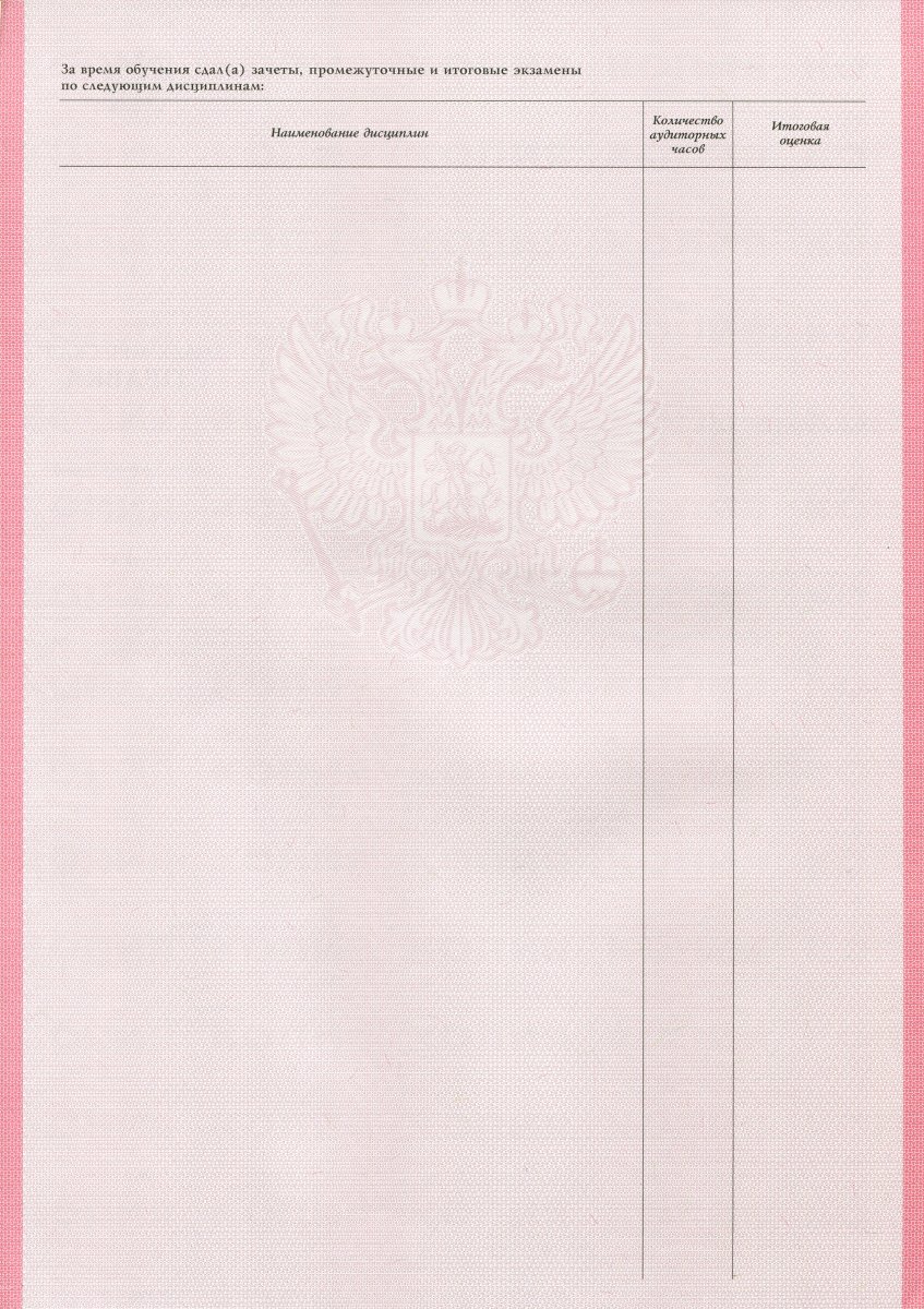 Академическая справка (ВПО, СПО) с 1998 по настоящее время