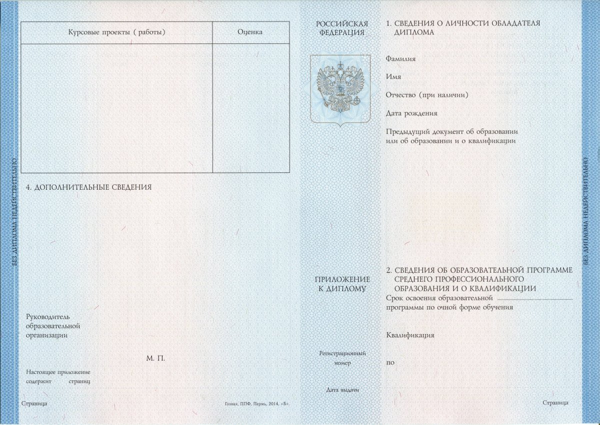 Диплом техникума 2014-2022 года