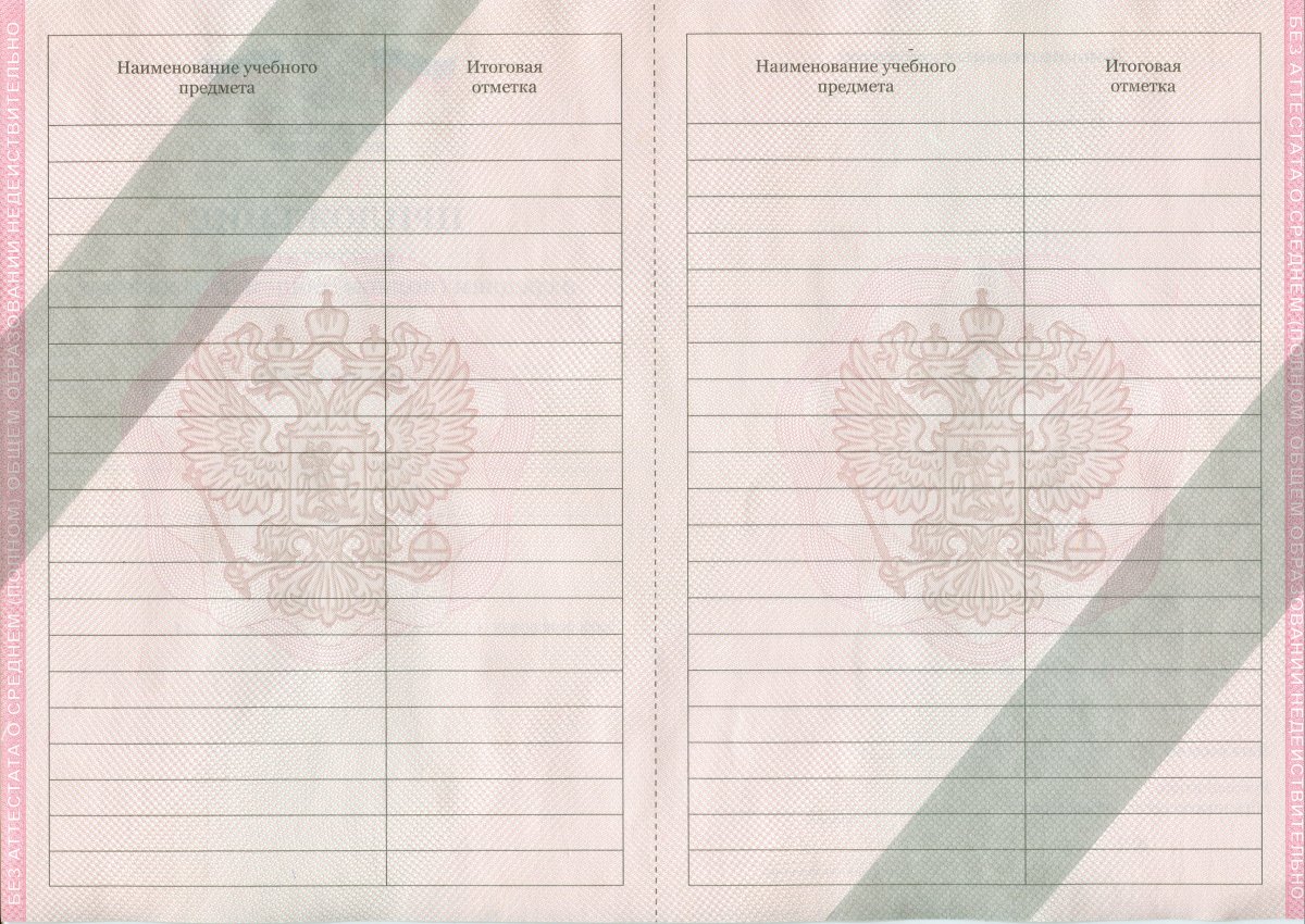 Аттестат за 11 класс 2010-2013 года