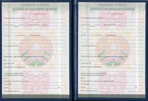 Диплом Белорусского ВУЗа с 2011 года