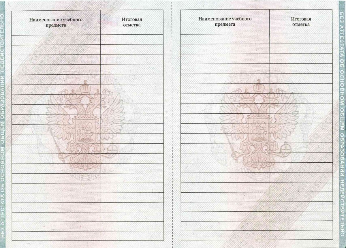 Аттестат за 9 класс 2010-2013 года