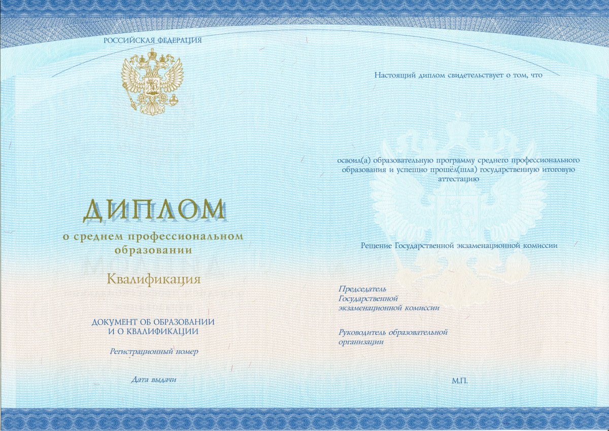 Диплом техникума 2014-2022 года