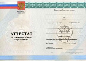 Аттестат за 9 класс 2010-2013 года